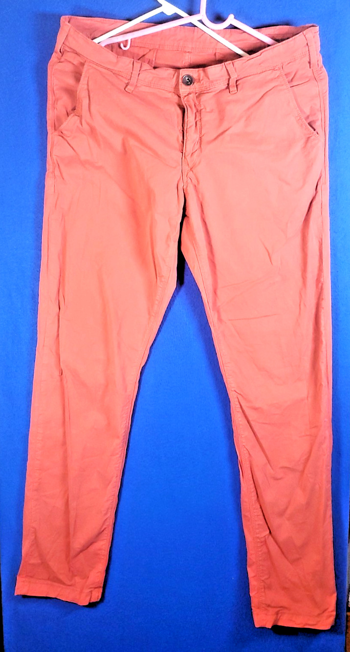 Lee Cooper Garven Mens Pants W38 L34 Coral Salmon Chino Stretch Casual pants